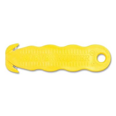 Klever KCJ-1Y (10) Klever Kutter Safety Cutter, 4-5/8 in L, Straight Blade, Steel, Plastic, Yellow