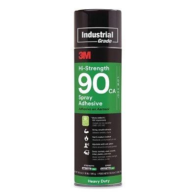 3M 7000121418 Hi-Strength 90 Spray Adhesive, CA, Low VOC, 12.23 oz, Aerosol Can, Clear, Contains 1,1-Difluoroethane