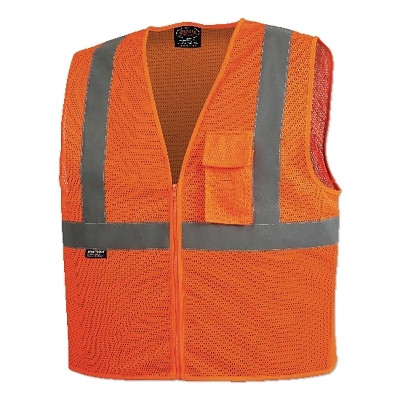 Pioneer V1060450UM 6921U/6922U Hi-Vis Zip-Up Safety Vest, Size M, Orange