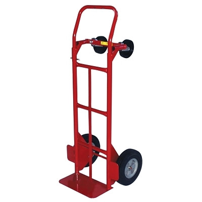 Milwaukee Hand Trucks 47180 2-Position Convertible Hand Truck, 800 lb Load Cap, 8 in x 14 in Toe Plate, Flow Back Handle, Solid Puncture Proof Wheels