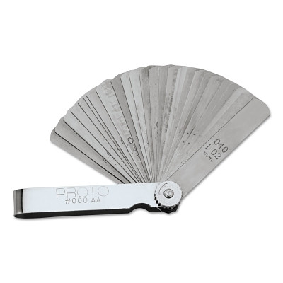 Proto J000AA 25 Blade Feeler Gauge Set, 0.0015 in to 0.040 in Thickness, Inch/Metric, 1/2 in x 3 in