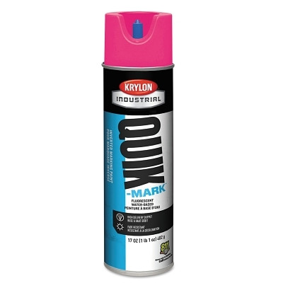 Krylon A03612004 Quik-Mark Fluorescent Inverted Marking Paint, Water Base, 17 oz Aerosol, Fluorescent Pink