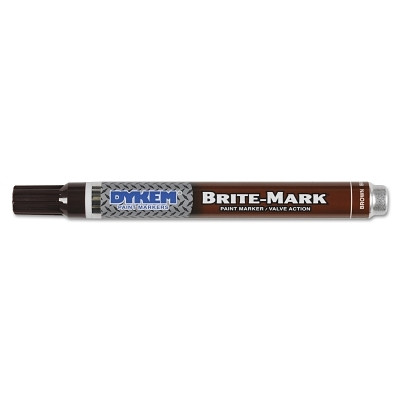 DYKEM 84010 BRITE-MARK Medium Permanent Paint Marker, Valve Action, Brown