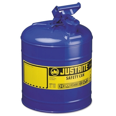 Justrite 7150300 Type l Steel Safety Can, Kerosene, 5 gal, Blue, Includes SS Flame Arrestor/Swinging Handle