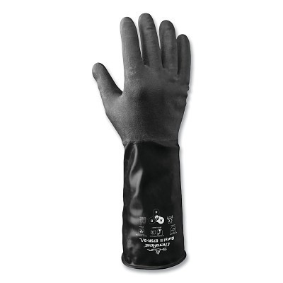 SHOWA 875R-09 ChemRest Chemical-Resistant Coated Gloves, 875R, 9/Large, Rough Grip, Unlined, Black
