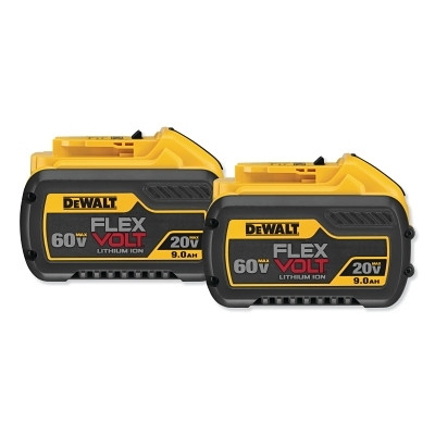 DeWalt DCB6092 MAX* Cordless Tool Battery, 20 V/60 V, Lithium-ion, 9.0 Ah, FLEXVOLT, 2 PK