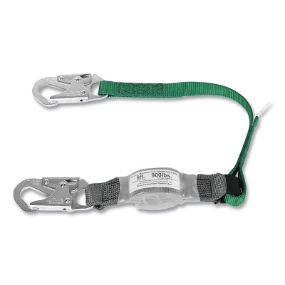MSA 10193124 V-SERIES Standard Shock Absorbing Lanyard, 3 ft, Single, Small/Small Snaphooks, Web, Fixed, 400 lb
