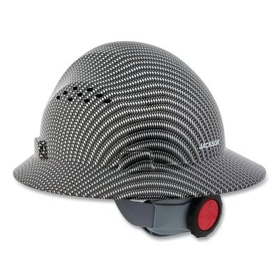 Jackson Safety 20620 BLOCKHEAD FG Full Brim Hard Hat, 4 point 370 Speed Dial, Vented, Black/Gray