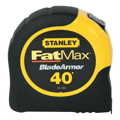 Stanley 33740L FatMax Classic Tape Measure, 1-1/4 in W x 40 ft L, SAE, Black/Yellow Case