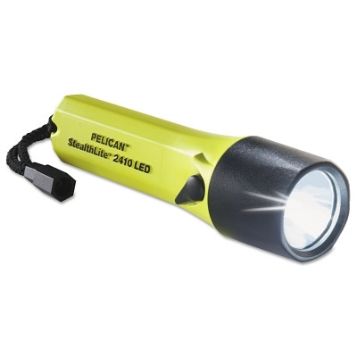 Pelican 024100-0101-245 StealthLite Flashlight, 4 AA, 183 Lumens, High Vis Yellow, Security Lanyard