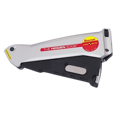 L.S. Starrett 67584 Hidden Edge Utility Knife, 6-1/2 in L, Utility Steel Blade, Silver