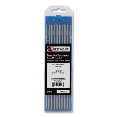Best Welds 187GL2 2% Lanthanated Tungsten Electrode, 1/8 in x 7 in, 10 PK