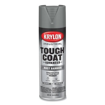 Krylon Industrial K00829008 Tough Coat Advanced with Rust Barrier Technology Spray Paint, 15 oz, Gray Primer, Ultra Flat