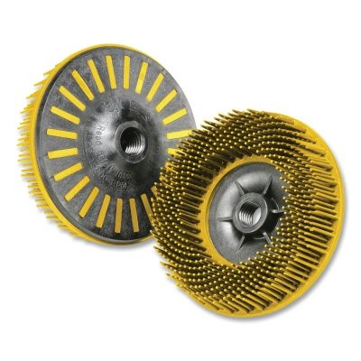 Scotch-Brite Bristle Disc 4-1/2 Inch x 5/8 Inch to 11 80 Grit Ceramic 12000 RPM Yellow