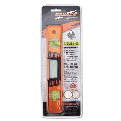 Swanson Tools SVT200 Savage Digital Torpedo Magnetic Level, 9 in L, 2 Vials