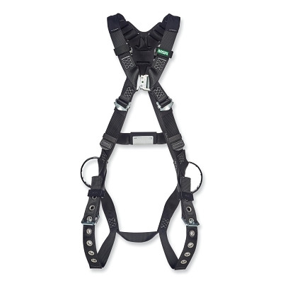 MSA 10252226 V-FORM Arc Flash Harness, Back/Hips Loop, Super Extra Large, Tounge Buckle Leg Straps