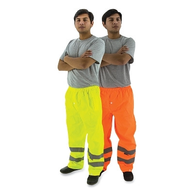 Majestic 75-2351/L High Visibility Waterproof Rain Waist Pants, 100% Polyester, Yellow, Large