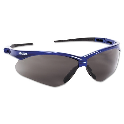 KleenGuard 47387 V30 Nemesis Safety Glasses, Smoke, Polycarbonate Lens, Anti-Fog, Metallic Blue Frame/Black Temples, Nylon