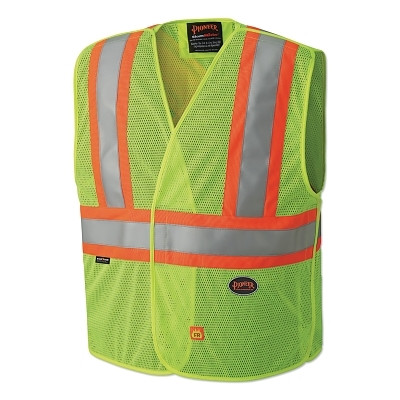 Pioneer V2510860USM 6914AU/6916AU Hi-Vis Flame Resistant Vest, 6916AU, Size Small/Medium, Hi-Vis Yellow/Green