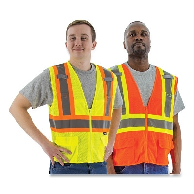 Majestic 75-3209/M High Visibility Mesh Vest, Medium, Yellow, with DOT Striping