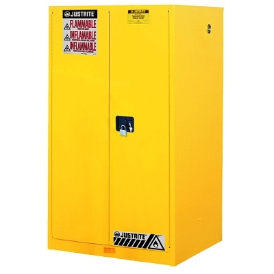 Justrite 896000 Sure-Grip EX Flammable Safety Cabinet, Manual-Closing, 60 gal, Yellow, 65 in H, 2 Doors