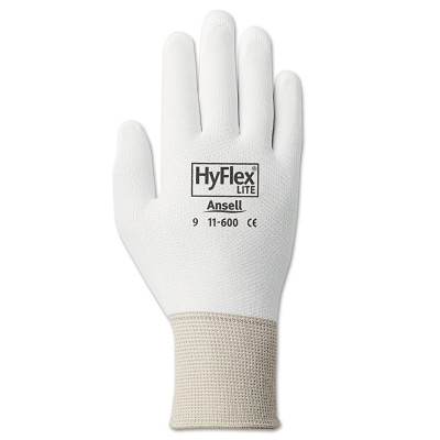 HyFlex 104663 11-600 Palm-Coated Gloves, Size 10, White