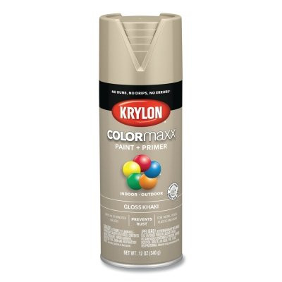 Krylon K05526007 COLORmaxx Paint + Primer Spray Paint, 12 oz, Khaki, Gloss