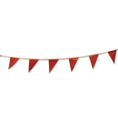 Cortina 03400 Pennant, 9 in x 12 in, 100 ft String, Vinyl, Red