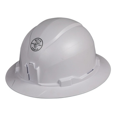 Klein Tools 60400 Hard Hat, 4-point Suspension, Full Brim Non-Vented, White