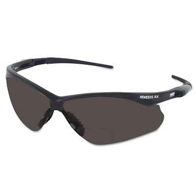 KleenGuard 22518 V60 Nemesis Rx Readers Prescription Safety Glasses, Smoke, Polycarbonate Scratch-Resistant Lens, Black Frame/Temples, +2.0