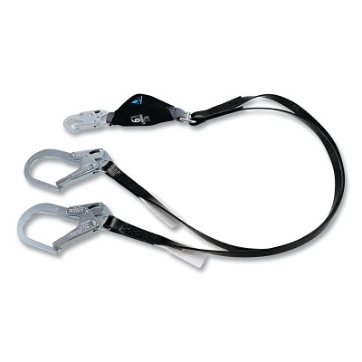 MSA 10207251 V-SERIES Anti-Corrosion Safety Lanyard, Coated Web, 6 ft, Small/Large Steel Snaphooks, Twin, 310 lb