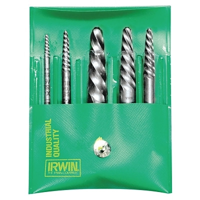 Irwin Hanson 53545 Spiral Flute Screw Extractors - 535/524 Series Set, 6 Piece, 3/32 in to 7/8 in
