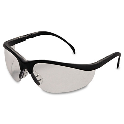 MCR Safety KD110 Klondike KD1 Series Protective Eyewear, Clear Polycarbonate Lens, Duramass Hard Coat, Black Nylon Frame
