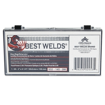 Best Welds 932145200 Glass Magnifier Plate, 2 in x 4-1/4 in, 2 Diopter, Clear
