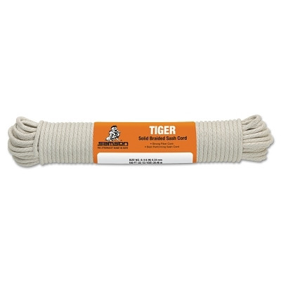 Samson Rope 004032001060 Tiger Sash Cord, 800 lb Capacity, 100 ft, 1/2 in dia, Cotton, White