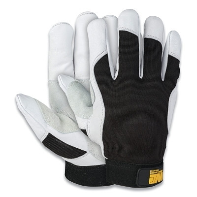 Wells Lamont Y1919L Premium Goatskin Leather Palm Gloves, Large, White/Black