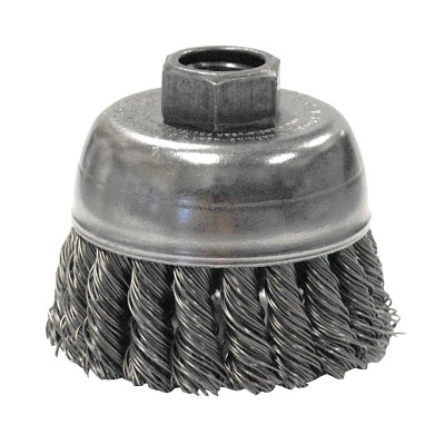 Weiler 13282 Single Row Heavy-Duty Knot Wire Cup Brush, 2 3/4 in Dia., M10 x 1.5, .02 Steel