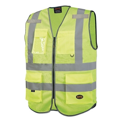 Pioneer V1024860UXL 6960U/6961U Hi-Vis Mesh Multi-Pocket Safety Vest, X-Large, Green