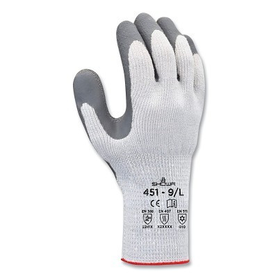 SHOWA 451S07 451 Thermal-Insulated Latex Coated Gloves, Small, White/Gray