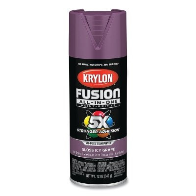 Krylon K02709007 Fusion All-in-One Paints + Primers, 12 oz, Aerosol Can, Gloss Icy Grape