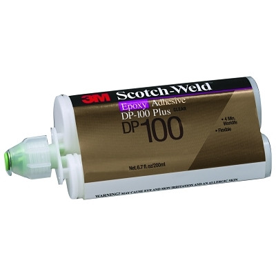 3M 7100148750 Scotch-Weld Two-Part Epoxy Adhesives, DP100 Plus, 1.7 oz, Dou-Pak, Clear