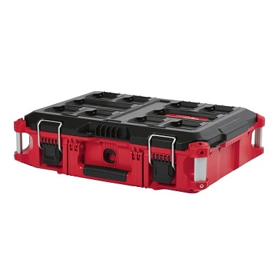Milwaukee Tool 48228424 PACKOUT Tool Box, 75 lb Cap, XL, 16.2 in W x 6.5 in H x 22.1 in L, Polymer/Metal, Red/Black