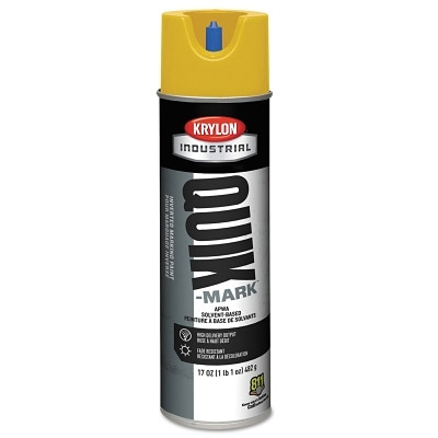 Krylon A03821007 Quik-Mark Solvent-Based Inverted Marking Paint, 17 oz wt, Aerosol Can, APWA High Visibility Yellow