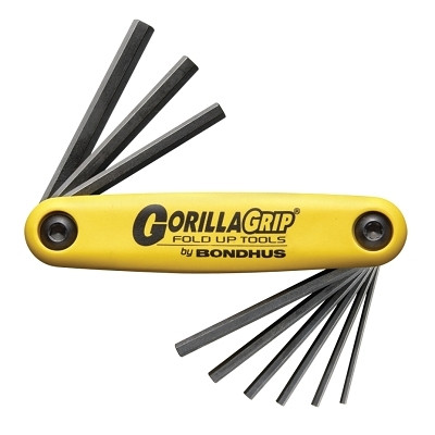 Bondhus 12589 GorillaGrip Fold-Up, 9 per Fold-Up, Hex Tip, Inch, 5/64 in to 1/4 in