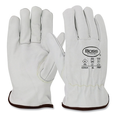 Boss by PIP KS992K/L Boss Xtreme AR Top Grain Cowhide Leather Drivers Gloves, Large, Natural