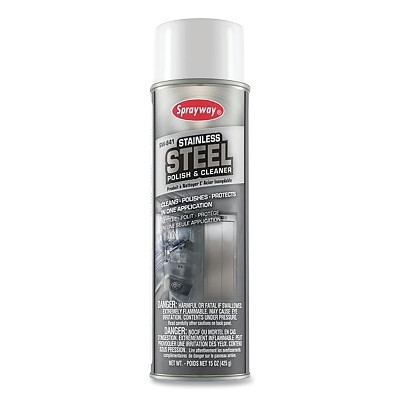 Sprayway SW841 Stainless Steel Polish and Cleaner, 20 oz Can, Clear, Lemon Odor