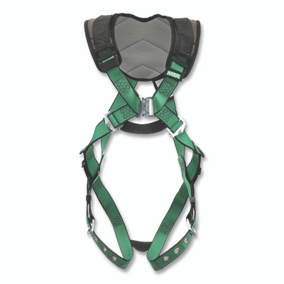 MSA 10206090 V-FORM+ Full-Body Harness, Back/Hips D-Rings, XL, QC Chest/Tongue-Buckle Leg Straps, Shoulder Padding