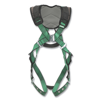 MSA 10206090 V-FORM+ Full-Body Harness, Back/Hips D-Rings, XL, QC Chest/Tongue-Buckle Leg Straps, Shoulder Padding