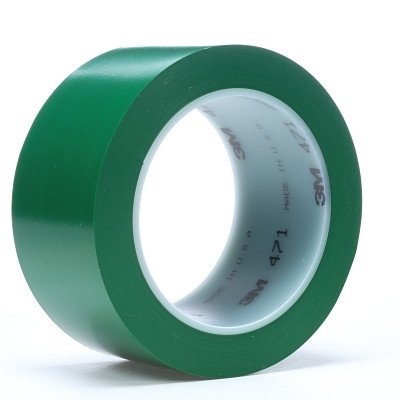 3M 7000028855 Vinyl Tape 471, 2 in W x 36 yd L, 5.2 mil Thick, Green