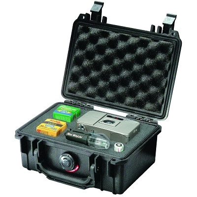 Pelican 1120001110 Protector Case, 0.07 ft, 8.41 in L x 6.76 in W x 3.78 in D, Black, no Foam